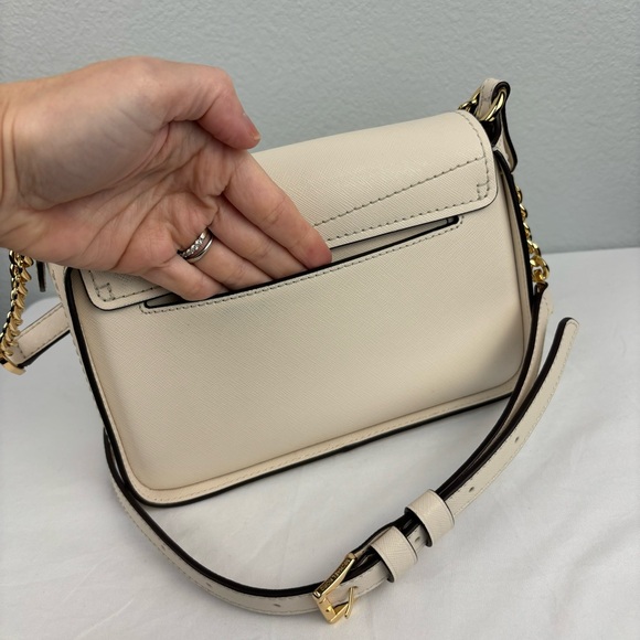 MICHAEL KORS Sylvia Light Cream Leather Small Flap Crossbody Bag - Picture 6 of 11